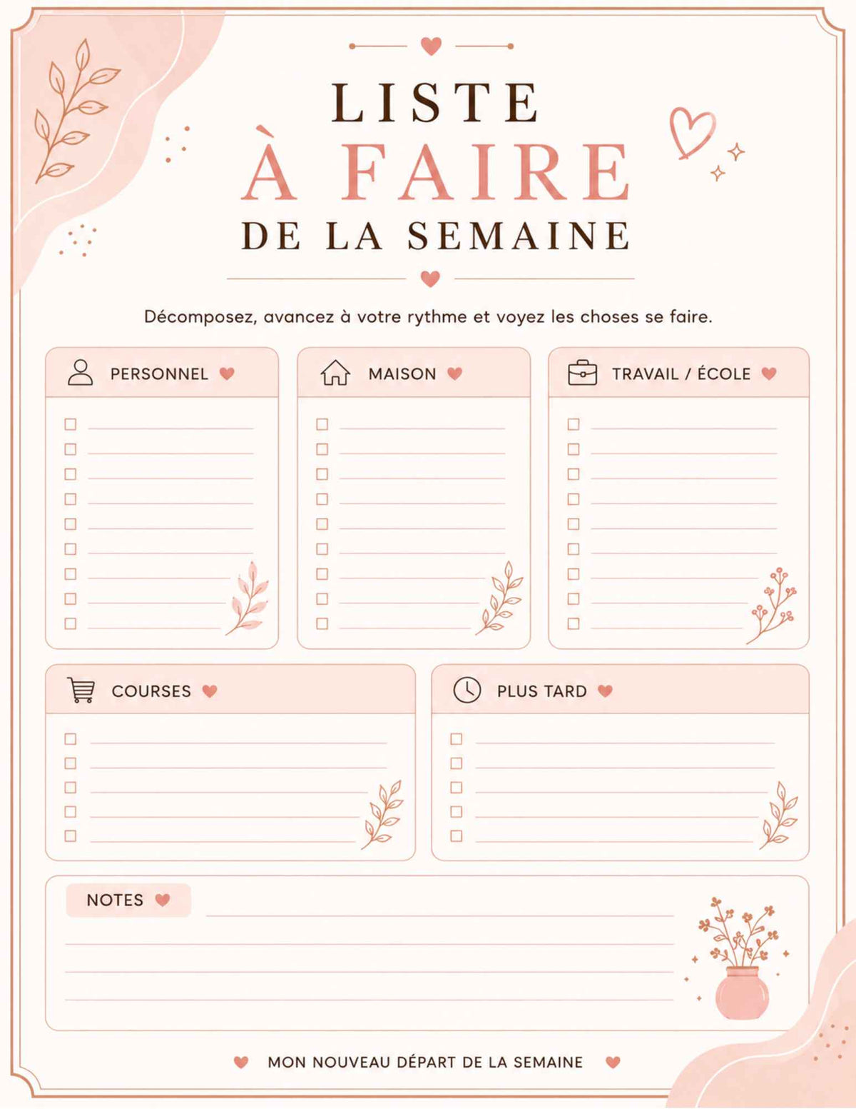 Mon Nouveau Départ de la Semaine