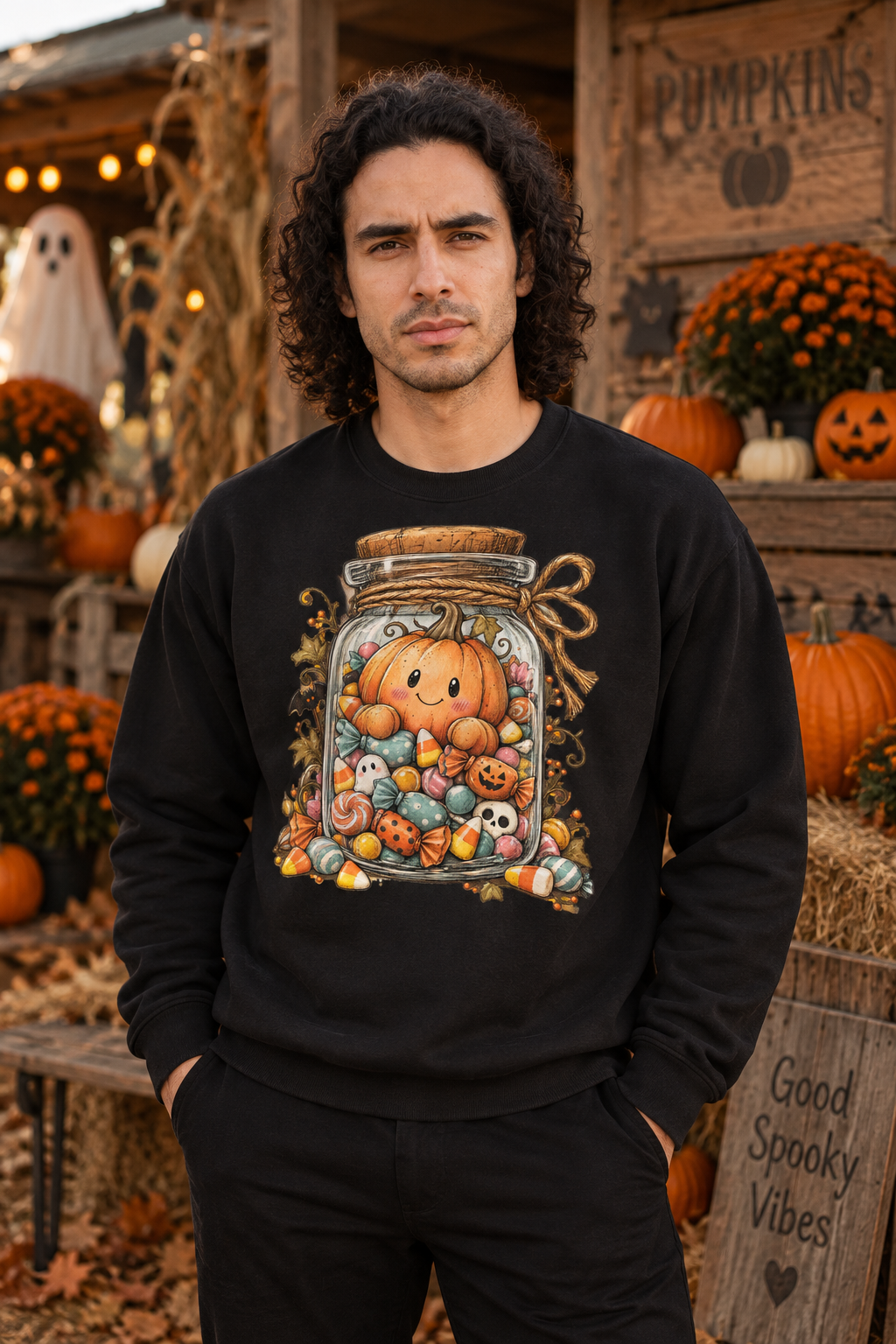 Pumpkin Jar Crewneck Pullover Sweatshirt