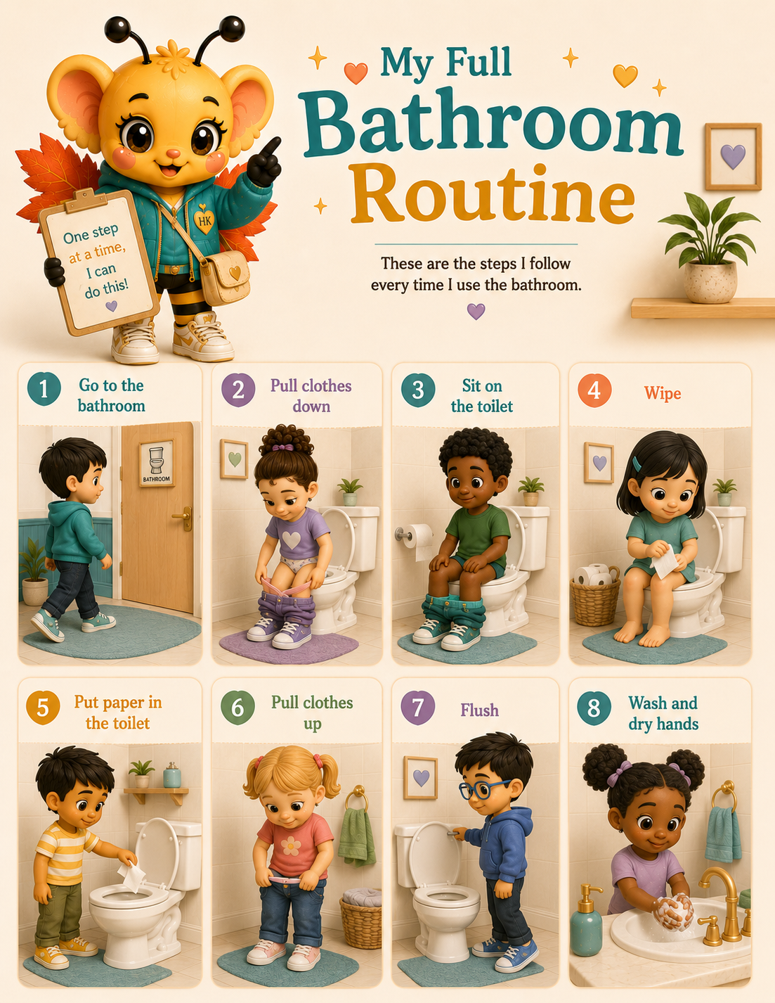 Kaybee's Calm Bathroom Choices Kit – Printable Visual Supports for Bathroom Routines