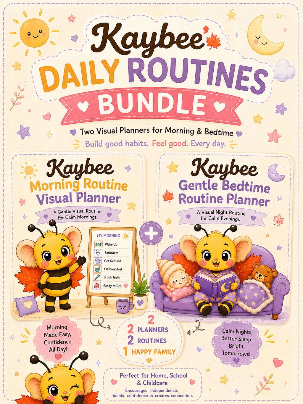 Kids Daily Routines Bundle | Morning & Bedtime Printable Planners