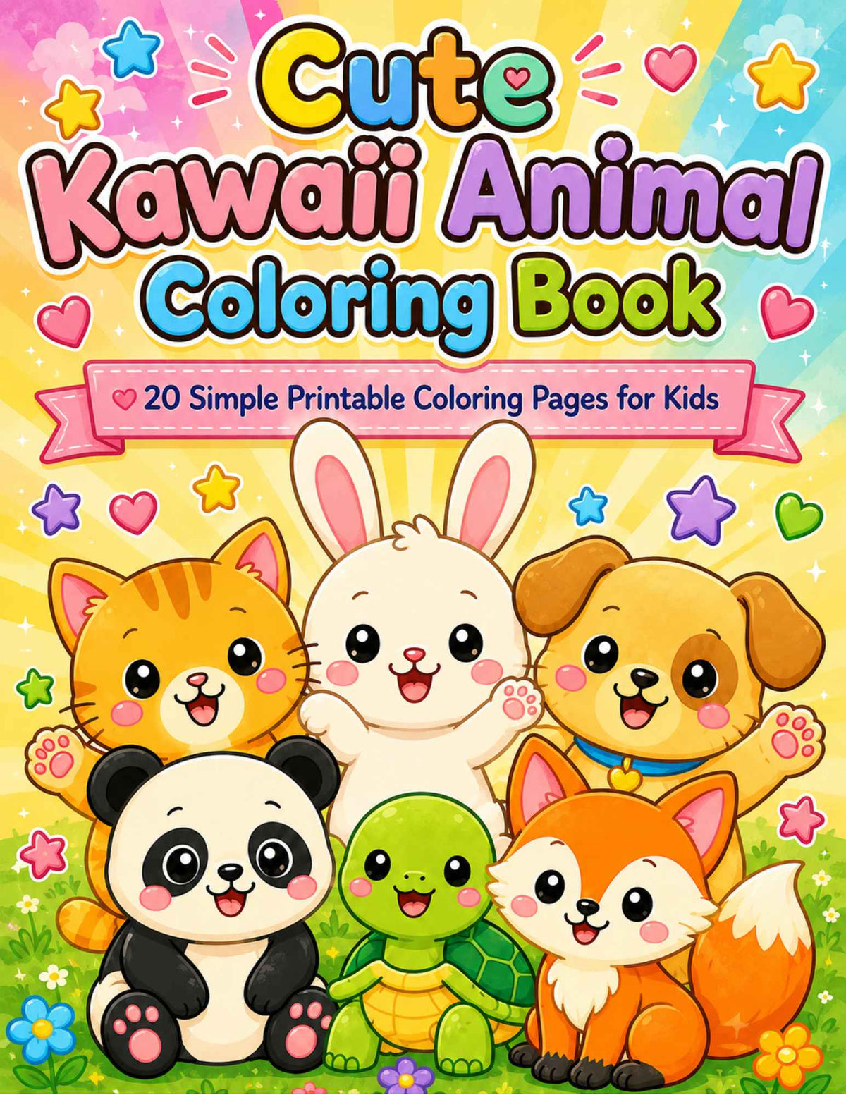Cute Kawaii Animal - Printable Coloring Book