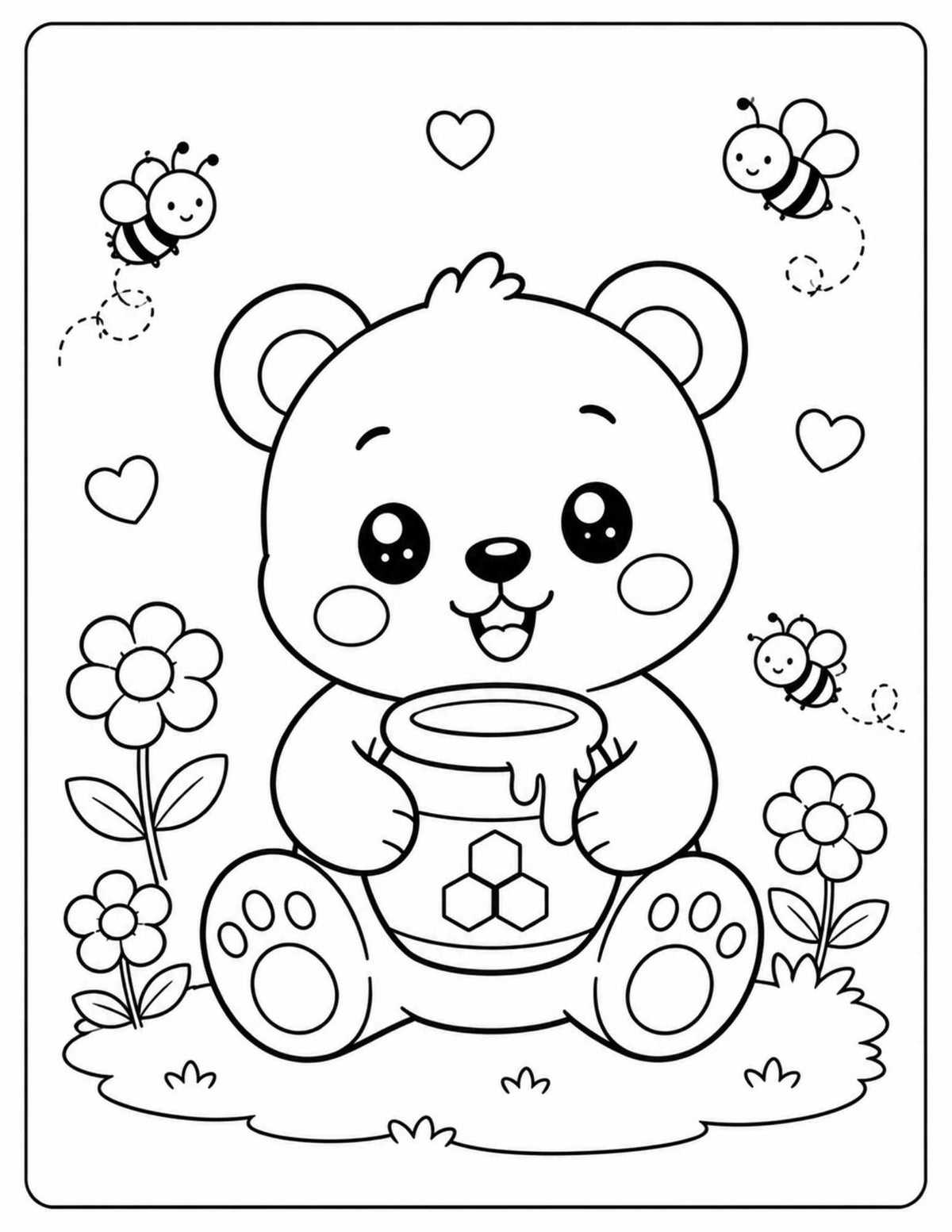 Cute Kawaii Animal - Printable Coloring Book