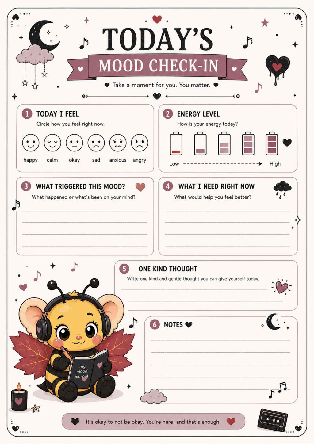 Dark Mood Reset Planner