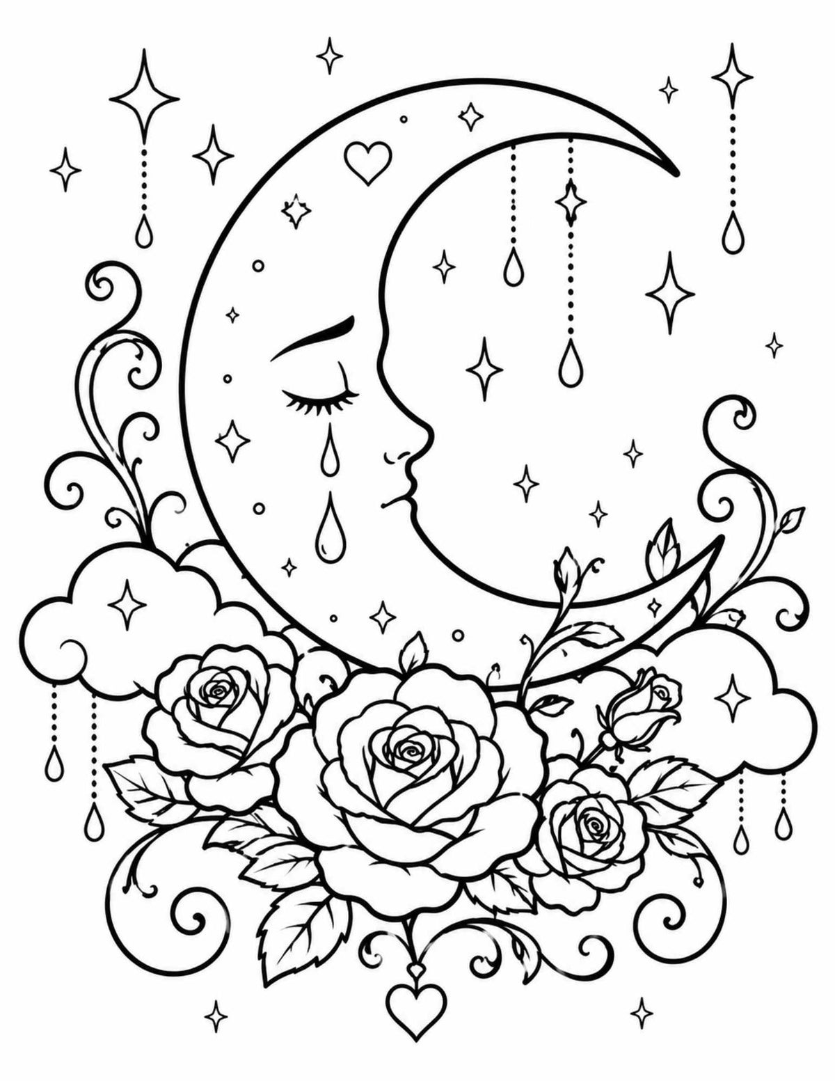 Gothic Roses & Broken Hearts Printable Coloring Book for Adults
