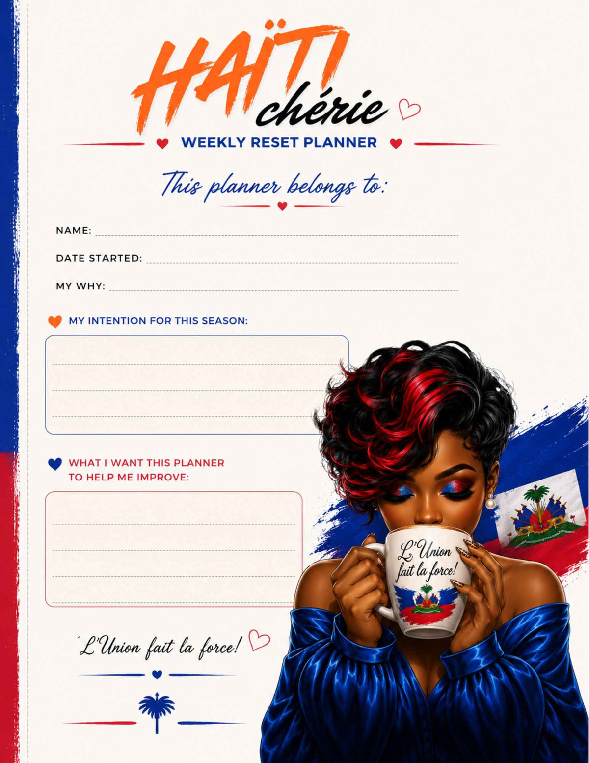 Haiti Chérie Weekly Reset Planner | Undated Printable PDF