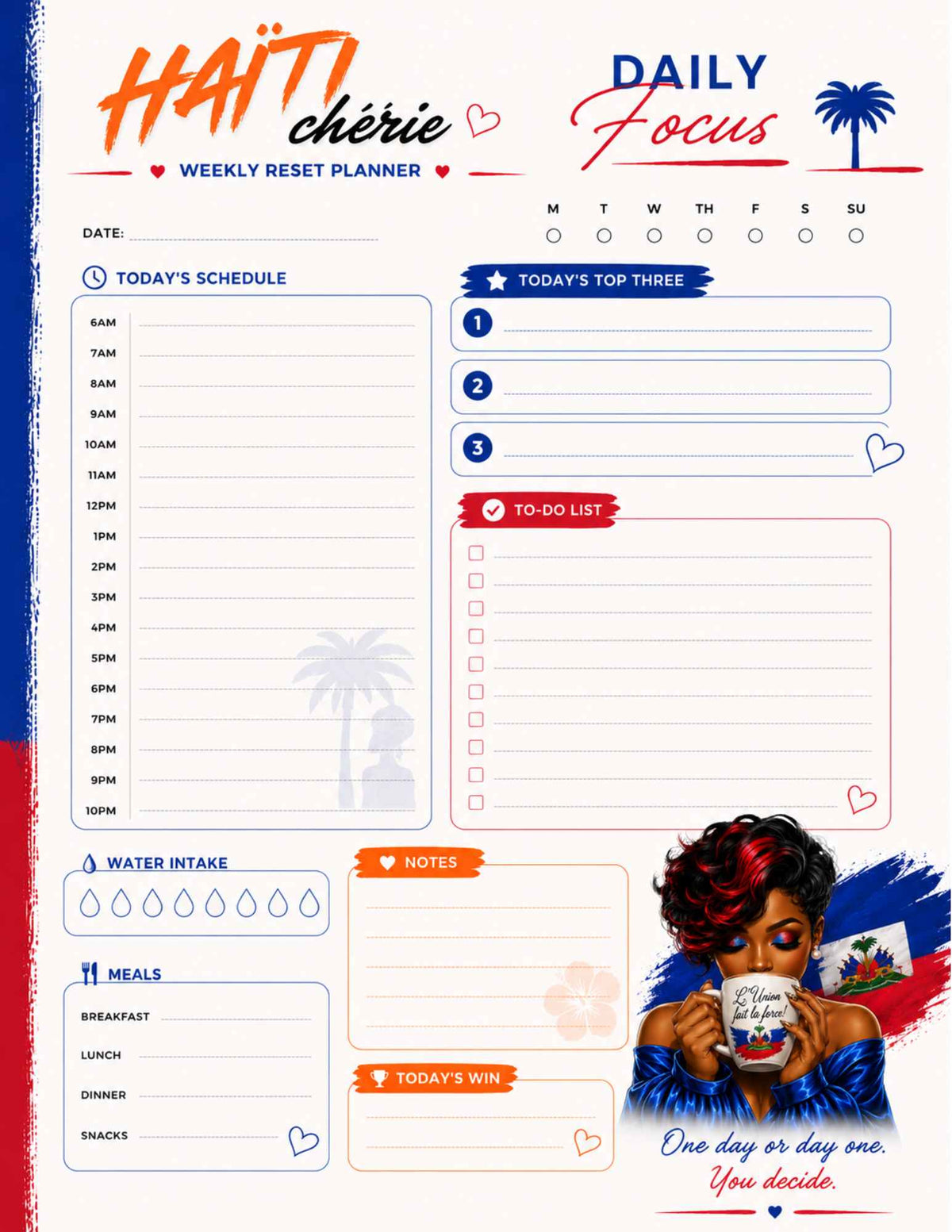Haiti Chérie Weekly Reset Planner | Undated Printable PDF