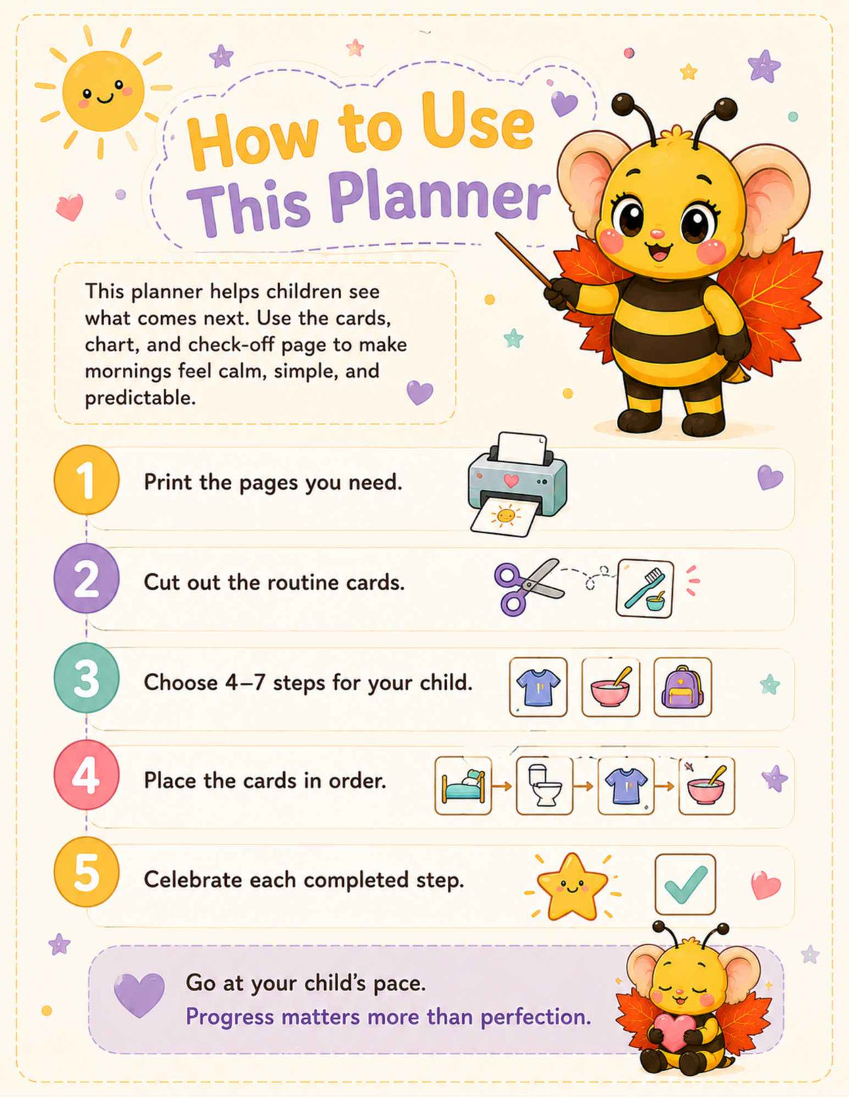 Kaybee Morning Routine Visual Planner | Printable Kids Routine Chart