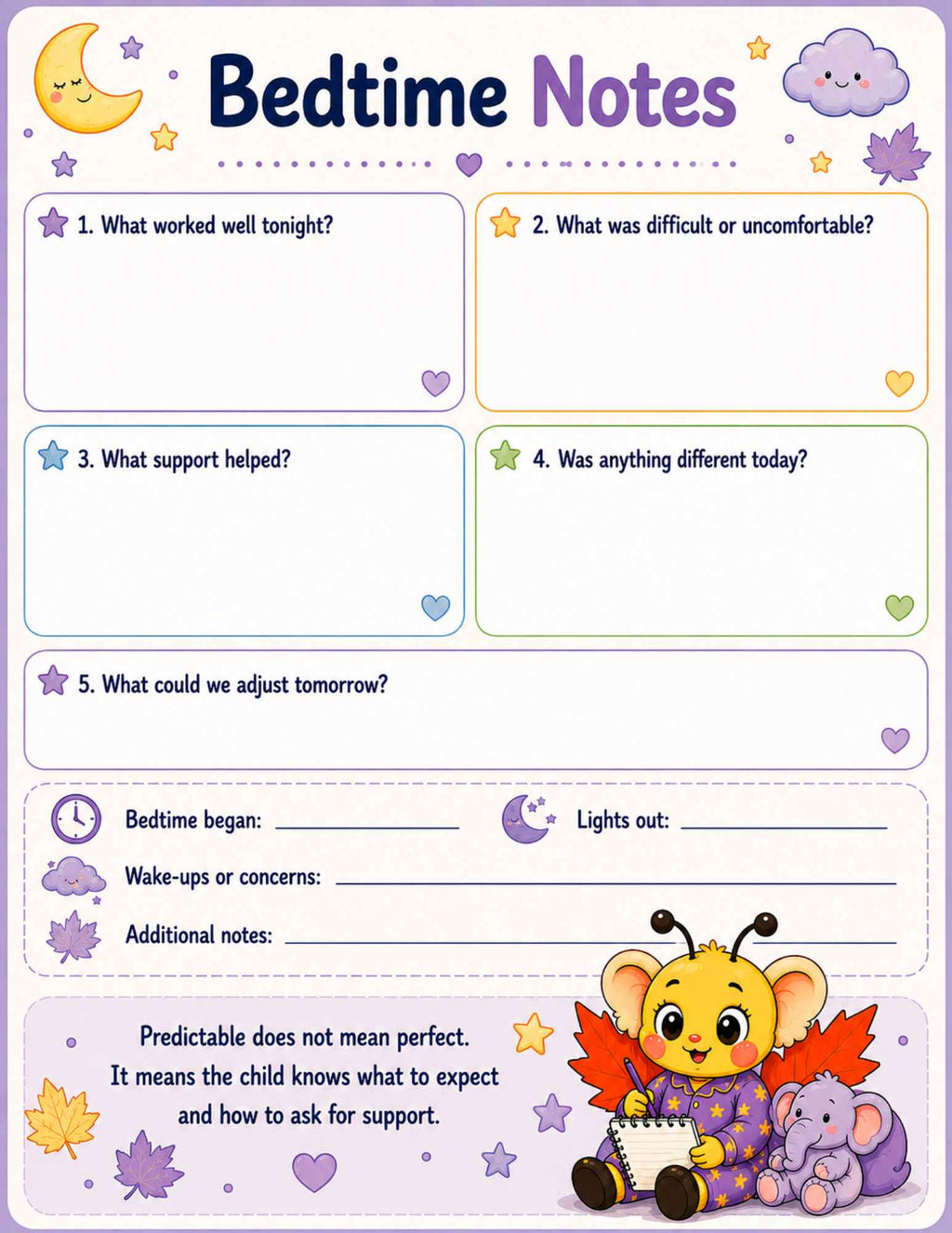 Kaybee's Gentle Bedtime Routine Planner | Printable Kids Bedtime Visual Schedule