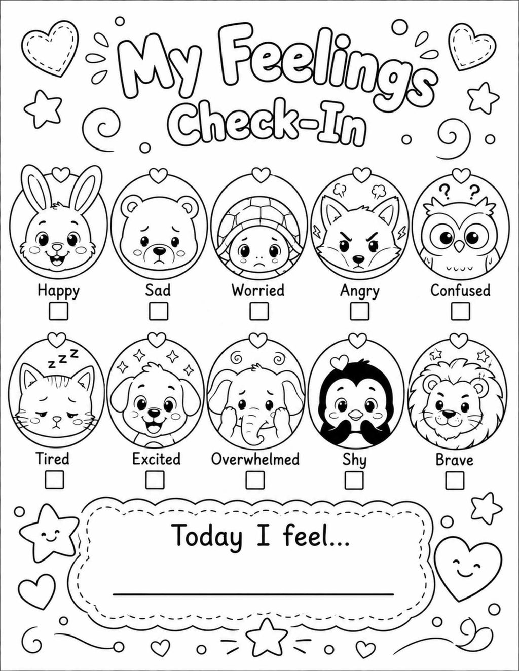 My Calm Animal Friends - Printable Coloring Book