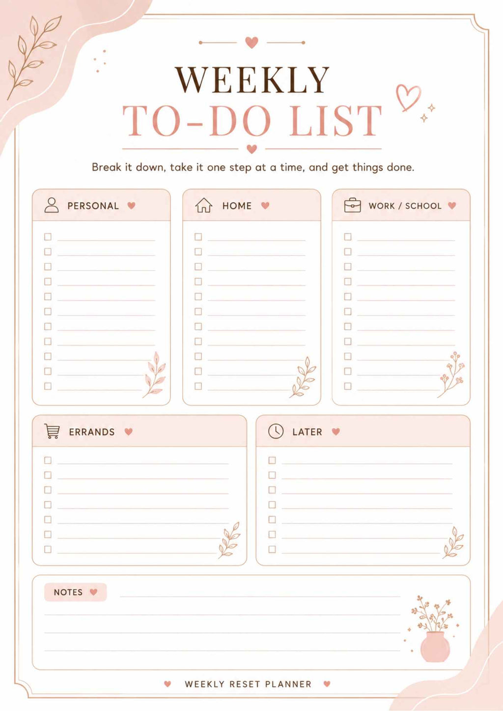 Weekly Reset Planner - Printable