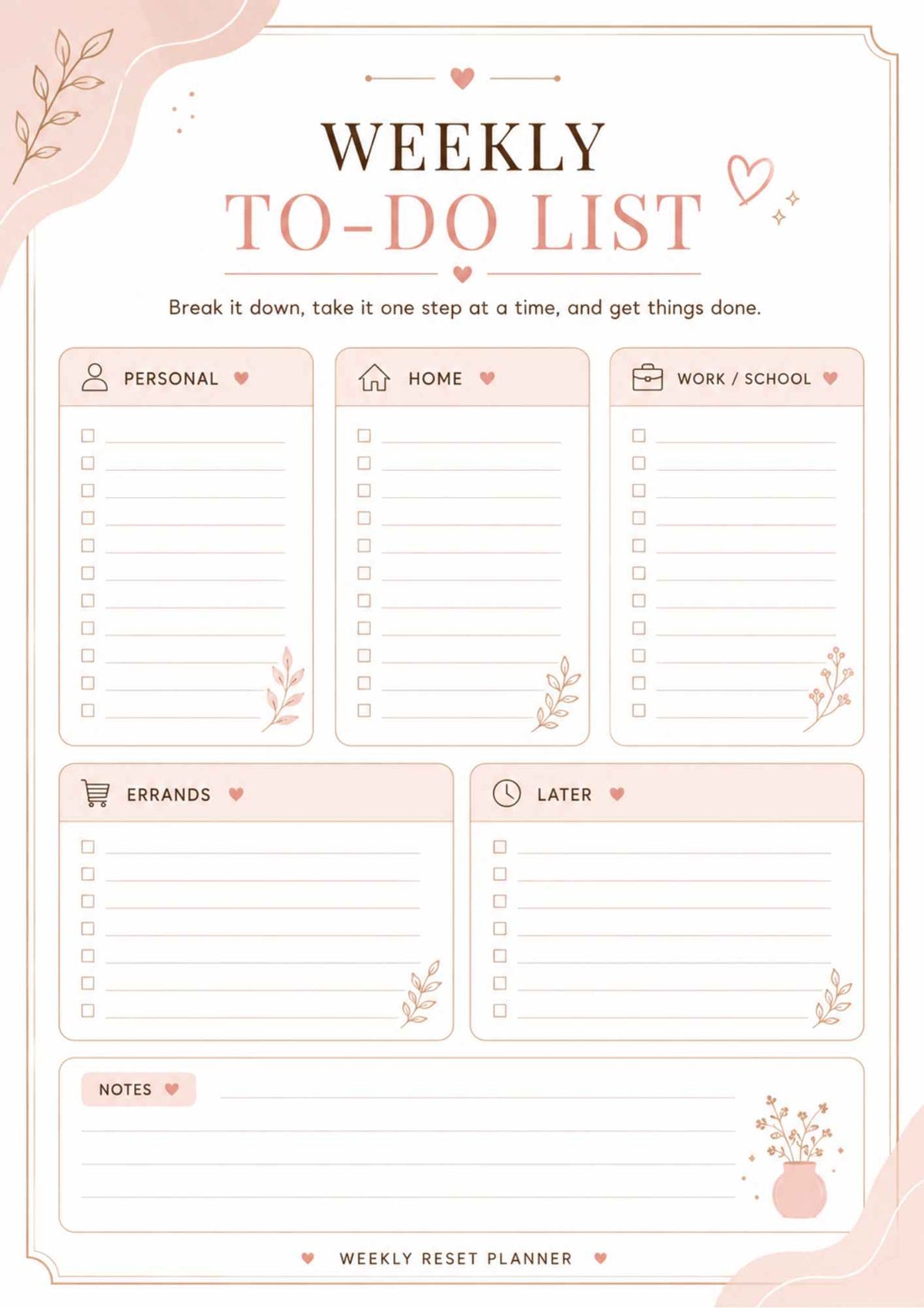 Weekly Reset Planner - Printable