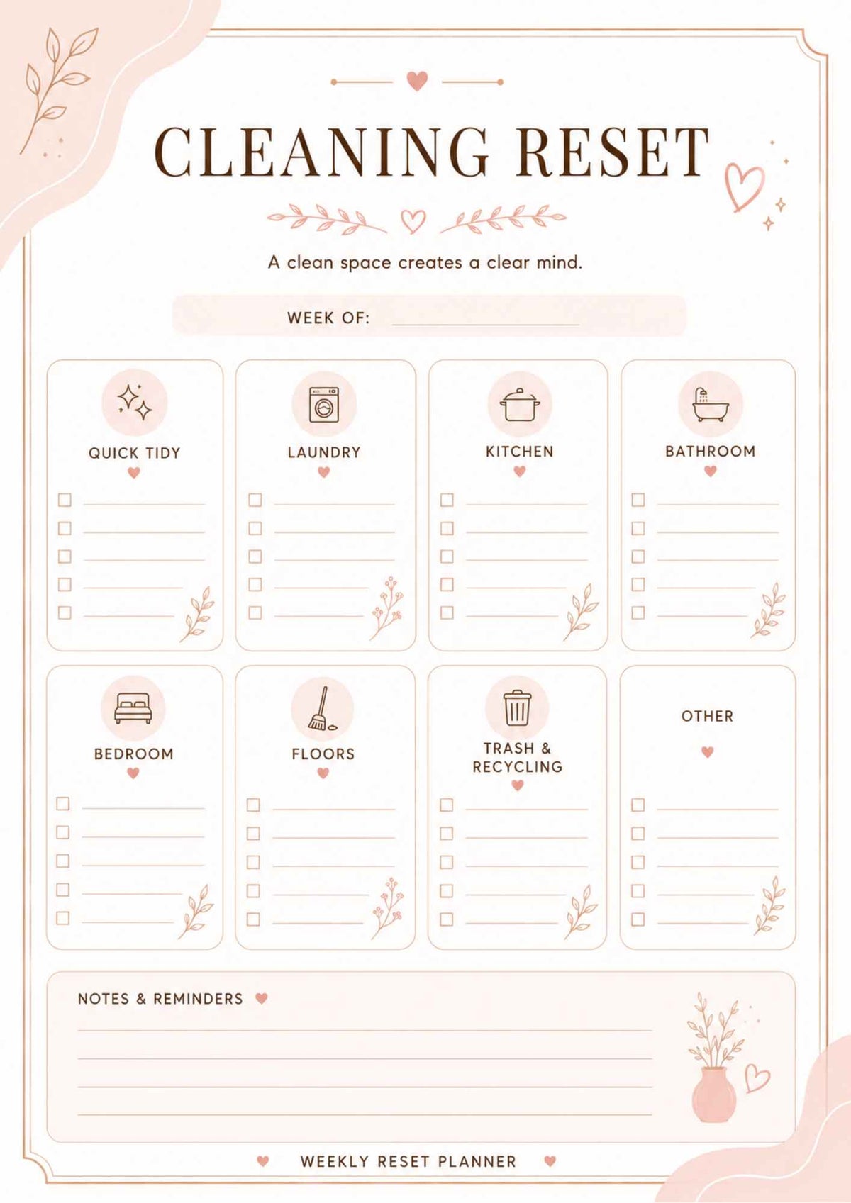 Weekly Reset Planner - Printable
