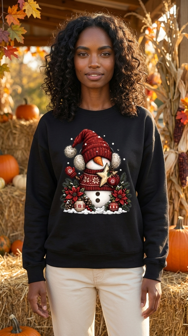 Snowman Crewneck Pullover Sweatshirt